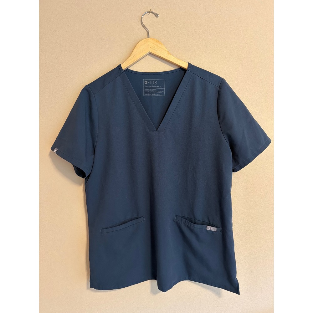 FIGS Casma V-Neck Scrub Top Navy Blue Women‎ Large Technical Collection